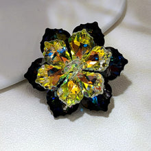 Load image into Gallery viewer, Jewelblings Stunning Two-tone Dark Blue and Green Vitrail Flower Rhinestone Pin Brooch for Mother Day Birthday Anniverssary Event Jewelry
