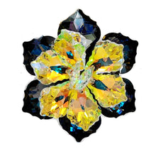 Load image into Gallery viewer, Jewelblings Stunning Two-tone Dark Blue and Green Vitrail Flower Rhinestone Pin Brooch for Mother Day Birthday Anniverssary Event Jewelry
