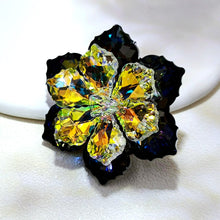 Load image into Gallery viewer, Jewelblings Stunning Two-tone Dark Blue and Green Vitrail Flower Rhinestone Pin Brooch for Mother Day Birthday Anniverssary Event Jewelry
