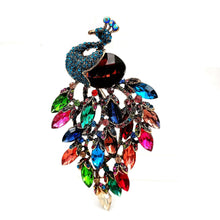 Load image into Gallery viewer, Jewelblings Stunning Vintage Marquise Stone Accent Tail Colorful Peacock Brooch  Statement Bird Jewelry for Women Sweater Dress Pendant Pin
