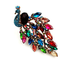 Load image into Gallery viewer, Jewelblings Stunning Vintage Marquise Stone Accent Tail Colorful Peacock Brooch  Statement Bird Jewelry for Women Sweater Dress Pendant Pin

