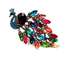 Load image into Gallery viewer, Jewelblings Stunning Vintage Marquise Stone Accent Tail Colorful Peacock Brooch  Statement Bird Jewelry for Women Sweater Dress Pendant Pin
