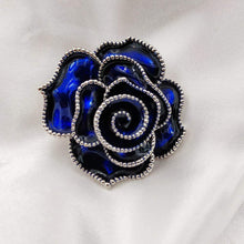 Load image into Gallery viewer, Jewelblings Stunning Vintage Multi Layers Petal Blossom Royal Blue Rose Brooches Beaded Enamel Rose Flower Pins for Women Wedding Jewelry
