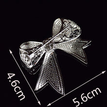 Load image into Gallery viewer, Jewelblings Shiny Full Micro Pave Clear CZ Victorian Ribbon Bow Brooch Antique Bowtie Pins Edwardian Jewelry for Women Suit Coat Scarf Shawl
