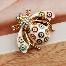Load image into Gallery viewer, Jewelblings Amazing Circle Pattern White Enamel Honey Bee Pin Brooch
