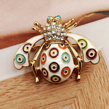 Load image into Gallery viewer, Jewelblings Amazing Circle Pattern White Enamel Honey Bee Pin Brooch

