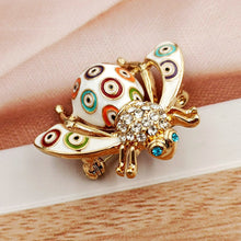 Load image into Gallery viewer, Jewelblings Amazing Circle Pattern White Enamel Honey Bee Pin Brooch
