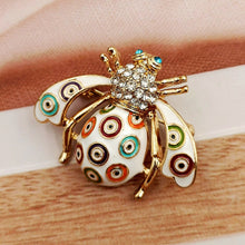 Load image into Gallery viewer, Jewelblings Amazing Circle Pattern White Enamel Honey Bee Pin Brooch
