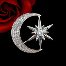 Load image into Gallery viewer, Jewelblings Victorian Antique Hardware Pave Clear CZ Star Crescent Moon Brooches Pins Unisex Planet Jewelry for Business Suit Formal Dress
