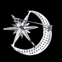 Load image into Gallery viewer, Jewelblings Victorian Antique Hardware Pave Clear CZ Star Crescent Moon Brooches Pins Unisex Planet Jewelry for Business Suit Formal Dress
