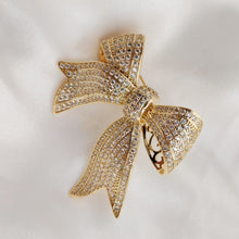 Load image into Gallery viewer, Jewelblings Victorian Vintage Style Micro Pave Clear CZ Golden Bow Brooches Tinny Stone Pave Antique Ribbon Bow Pins Wedding Party Accessory

