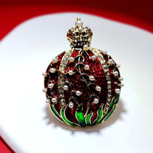 Load image into Gallery viewer, Jewelblings Vintage Crown Top Pearl Red Green Enamel Easter Egg Brooches Pins Metropolitan Church Festival Jewelry
