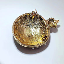 Load image into Gallery viewer, Jewelblings Vintage Crown Top Pearl Red Green Enamel Easter Egg Brooches Pins Metropolitan Church Festival Jewelry
