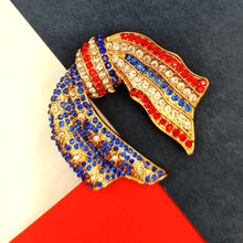 Load image into Gallery viewer, Jewelblings Vintage Blue and Red Crystal US Flag Patriotic Bowknot Brooch Pin Independent Patriotism American Memorial Election Day Jewelry
