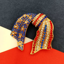Load image into Gallery viewer, Jewelblings Vintage Blue and Red Crystal US Flag Patriotic Bowknot Brooch Pin Independent Patriotism American Memorial Election Day Jewelry

