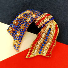 Load image into Gallery viewer, Jewelblings Vintage Blue and Red Crystal US Flag Patriotic Bowknot Brooch Pin Independent Patriotism American Memorial Election Day Jewelry
