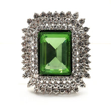 Load image into Gallery viewer, Jewelblings Vintage Embellishment Faceted Green Rectangle Stone Brooch and Pins
