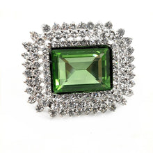 Load image into Gallery viewer, Jewelblings Vintage Embellishment Faceted Green Rectangle Stone Brooch and Pins
