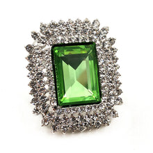 Load image into Gallery viewer, Jewelblings Vintage Embellishment Faceted Green Rectangle Stone Brooch and Pins
