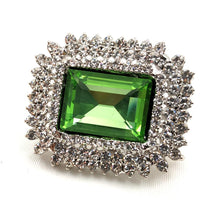 Load image into Gallery viewer, Jewelblings Vintage Embellishment Faceted Green Rectangle Stone Brooch and Pins
