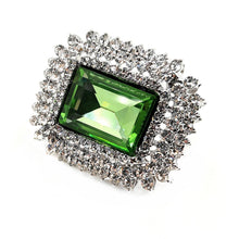 Load image into Gallery viewer, Jewelblings Vintage Embellishment Faceted Green Rectangle Stone Brooch and Pins
