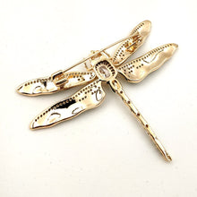 Load image into Gallery viewer, Jewelblings Vintage Green Enameled Oversize Dragonfly Brooches Gold Tone Micro Pave Crystal Winged Big Dragonfly Pins Unisex Insect Jewelry
