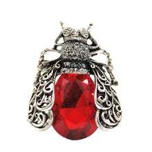 Load image into Gallery viewer, Jewelblings Vintage Scroll Filigree Winged Blue Purple Red Stone Cicada Brooch Pin Beetle Bug Jewelry for Unisex Costume Halloween Accessory
