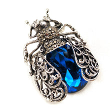 Load image into Gallery viewer, Jewelblings Vintage Scroll Filigree Winged Blue Purple Red Stone Cicada Brooch Pin Beetle Bug Jewelry for Unisex Costume Halloween Accessory
