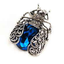 Load image into Gallery viewer, Jewelblings Vintage Scroll Filigree Winged Blue Purple Red Stone Cicada Brooch Pin Beetle Bug Jewelry for Unisex Costume Halloween Accessory
