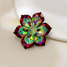 Load image into Gallery viewer, Jewelblings Shimmery Dark Red AB Crystalline Flower Ornament Brooches and Pins for Women Reflection Jewelry
