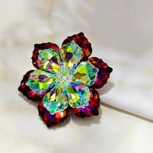 Load image into Gallery viewer, Jewelblings Shimmery Dark Red AB Crystalline Flower Ornament Brooches and Pins for Women Reflection Jewelry

