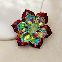 Load image into Gallery viewer, Jewelblings Shimmery Dark Red AB Crystalline Flower Ornament Brooches and Pins for Women Reflection Jewelry
