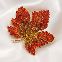 Load image into Gallery viewer, Jewelblings Vintage Stylish Yellow Orange Red Crystal Big Maple Leaf Brooch

