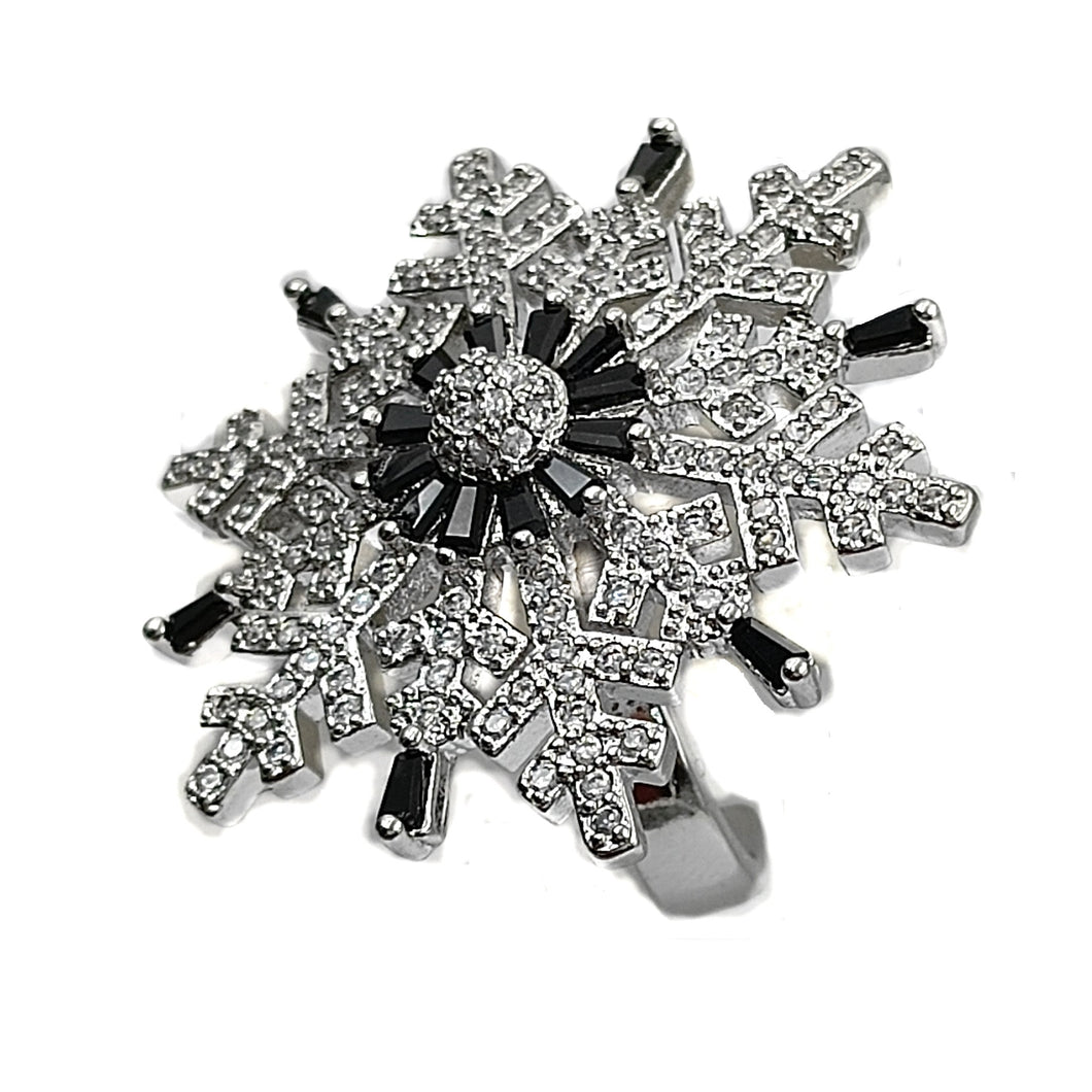 Jewelblings Gorgeous Black Clear White Snowflake Adjustable Rings for Women